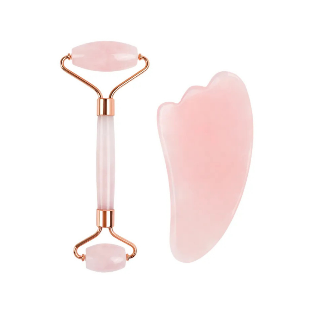 GlowLab Rose Quartz Roller & Gua Sha Set