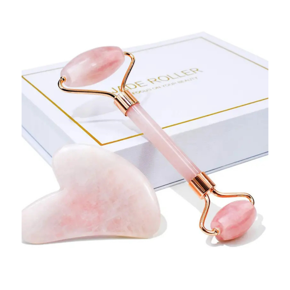 GlowLab Rose Quartz Roller & Gua Sha Set