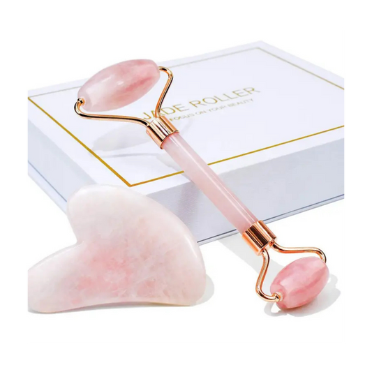 GlowLab Rose Quartz Roller & Gua Sha Set